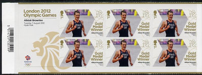 Great Britain 2012 London Olympic Games Team Great Britain Gold Medal Winner #19 - Alistair Brownlee (Triathlon) self adhesive sheetlet containing 6 x first class values unmounted mint