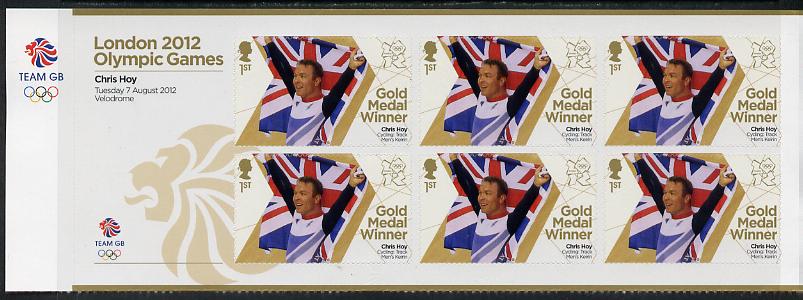 Great Britain 2012 London Olympic Games Team Great Britain Gold Medal Winner #22 - Chris Hoy (Track Cycling) self adhesive sheetlet containing 6 x first class values unmounted mint