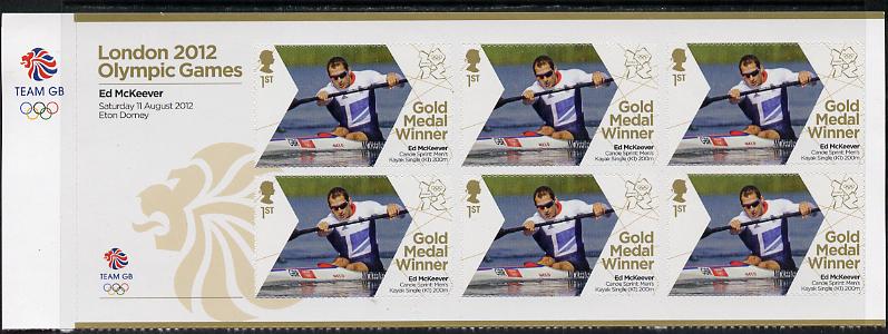Great Britain 2012 London Olympic Games Team Great Britain Gold Medal Winner #26 - Ed McKeevert (Men's Canoe Sprint) self adhesive sheetlet containing 6 x first class values unmounted mint
