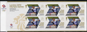 Great Britain 2012 London Olympic Games Team Great Britain Gold Medal Winner #26 - Ed McKeevert (Men's Canoe Sprint) self adhesive sheetlet containing 6 x first class values unmounted mint