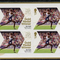 Great Britain 2012 London Olympic Games Team Great Britain Gold Medal Winner #27 - Mo Farah (5,000m) self adhesive sheetlet containing 6 x first class values unmounted mint
