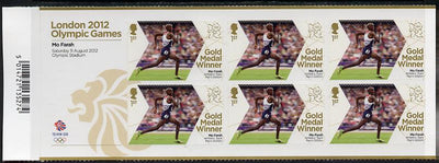Great Britain 2012 London Olympic Games Team Great Britain Gold Medal Winner #27 - Mo Farah (5,000m) self adhesive sheetlet containing 6 x first class values unmounted mint