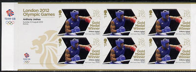Great Britain 2012 London Olympic Games Team Great Britain Gold Medal Winner #29 - Anthony Joshua (Boxing) self adhesive sheetlet containing 6 x first class values unmounted mint