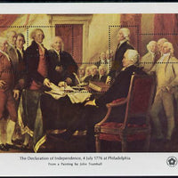 United States 1976 American Revolution Bicentenary (Interphil 76) 'Declaration of Independence' m/sheet of 5 unmounted mint, SG MS1666b