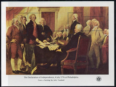 United States 1976 American Revolution Bicentenary (Interphil 76) 'Declaration of Independence' m/sheet of 5 unmounted mint, SG MS1666b
