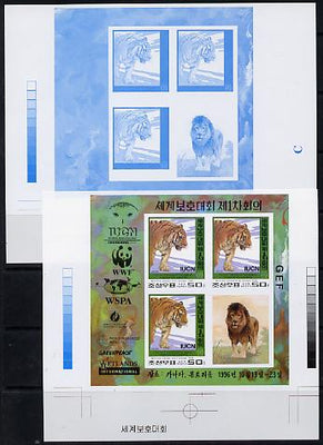 North Korea 1996 WWF World Conservation Union proof sheet,in blue only plus 4-colour composite both imperforate unmounted mint, as SG MS N3630