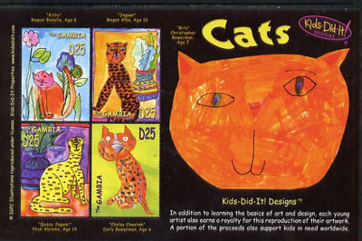 Gambia 2006 Kids Do It - Children's Paintings - Cats perf sheetlet containing set of 4 unmounted mint SG 4908-11