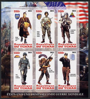 Chad 2012 Uniforms of the Second World War - USA imperf sheetlet containing 6 values unmounted mint