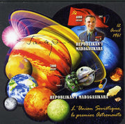 Madagascar 2012 First Astronauts in Space - Yuro Gagarin (USSR) imperf sheetlet containing 2 values unmounted mint