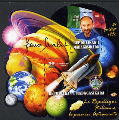 Madagascar 2012 First Astronauts in Space - Franco Malerba (Italy) perf sheetlet containing 2 values unmounted mint