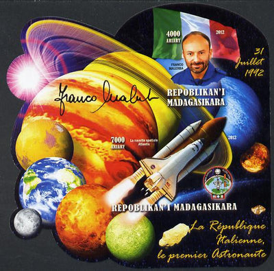 Madagascar 2012 First Astronauts in Space - Franco Malerba (Italy) imperf sheetlet containing 2 values unmounted mint