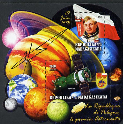 Madagascar 2012 First Astronauts in Space - Miroslaw Hermaszewski (Poland) perf sheetlet containing 2 values unmounted mint