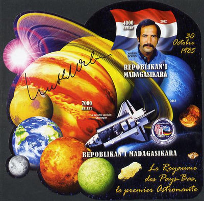 Madagascar 2012 First Astronauts in Space - Wubbo Ockels (Netherlands) imperf sheetlet containing 2 values unmounted mint