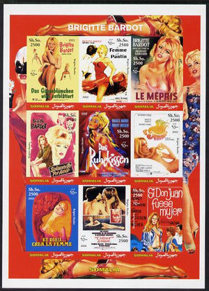 Somalia 2002 Brigitte Bardot imperf sheetlet containing 9 values unmounted mint. Note this item is privately produced and is offered purely on its thematic appeal, it has no postal validity