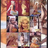Somalia 2002 Jayne Mansfield perf sheetlet containing 9 values unmounted mint. Note this item is privately produced and is offered purely on its thematic appeal