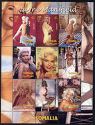 Somalia 2002 Jayne Mansfield perf sheetlet containing 9 values unmounted mint. Note this item is privately produced and is offered purely on its thematic appeal