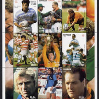 Somalia 1999 Rugby World Cup perf sheetlet containing 9 values unmounted mint. Note this item is privately produced and is offered purely on its thematic appeal