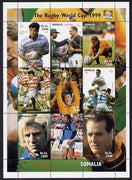 Somalia 1999 Rugby World Cup perf sheetlet containing 9 values unmounted mint. Note this item is privately produced and is offered purely on its thematic appeal