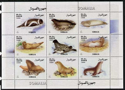 Somalia 1999 Seals perf sheetlet containing 9 values unmounted mint. Note this item is privately produced and is offered purely on its thematic appeal
