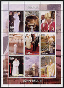 Somalia 2000 Pope John Paul II #1 (vert designs) perf sheetlet containing 9 values unmounted mint. Note this item is privately produced and is offered purely on its thematic appeal