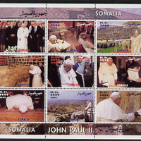 Somalia 2000 Pope John Paul II #2 (horiz designs) perf sheetlet containing 9 values unmounted mint. Note this item is privately produced and is offered purely on its thematic appeal