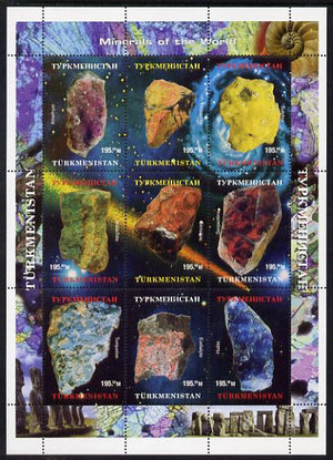 Turkmenistan 1999 Minerals perf sheetlet containing 9 values unmounted mint. Note this item is privately produced and is offered purely on its thematic appeal