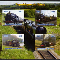Chad 2012 Steam Locomotives imperf sheetlet containing 4 values unmounted mint. Note this item is privately produced and is offered purely on its thematic appeal.
