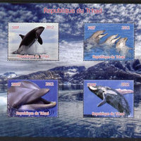 Chad 2012 Whales & Dolphins perf sheetlet containing 4 values unmounted mint. Note this item is privately produced and is offered purely on its thematic appeal.