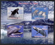 Chad 2012 Whales & Dolphins perf sheetlet containing 4 values unmounted mint. Note this item is privately produced and is offered purely on its thematic appeal.