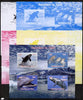 Chad 2012 Whales & Dolphins sheetlet containing 4 values - the set of 5 imperf progressive proofs comprising the 4 individual colours plus all 4-colour composite, unmounted mint.