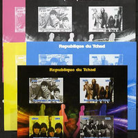 Chad 2012 The Beatles #1 sheetlet containing 4 values - the set of 5 imperf progressive proofs comprising the 4 individual colours plus all 4-colour composite, unmounted mint.