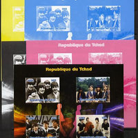 Chad 2012 The Beatles #2 sheetlet containing 4 values - the set of 5 imperf progressive proofs comprising the 4 individual colours plus all 4-colour composite, unmounted mint.