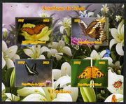 Chad 2012 Butterflies #2 imperf sheetlet containing 4 values unmounted mint. Note this item is privately produced and is offered purely on its thematic appeal.