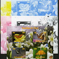 Chad 2012 Butterflies #2 sheetlet containing 4 values - the set of 5 imperf progressive proofs comprising the 4 individual colours plus all 4-colour composite, unmounted mint.