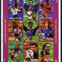 Chad 2002 Champions of Football perf sheetlet containing 9 values unmounted mint. Note this item is privately produced and is offered purely on its thematic appeal.