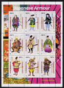 Turkmenistan 1999 Japanese Armour perf sheetlet containing 9 values unmounted mint. Note this item is privately produced and is offered purely on its thematic appeal