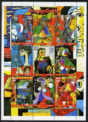 Somalia 2002 Pablo Picasso perf sheetlet containing 9 values unmounted mint. Note this item is privately produced and is offered purely on its thematic appeal
