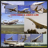 Chad 2012 Concorde & Airbus perf sheetlet containing 6 values unmounted mint. Note this item is privately produced and is offered purely on its thematic appeal.