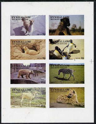 Eynhallow 1977 Zoo Animals (Penguin, Zebra, Monkey, Bear, etc) imperf,set of 8 values (1p to 30p) unmounted mint