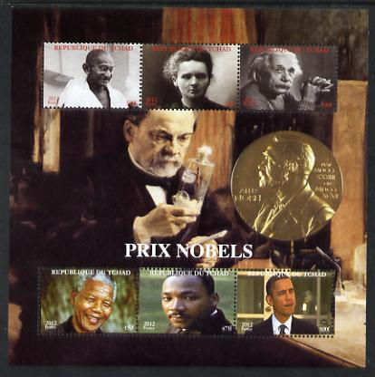 Chad 2012 Nobel Prize Winners perf sheetlet containing 6 values unmounted mint. Note this item is privately produced and is offered purely on its thematic appeal.