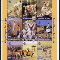 Niger Republic 1998 Animals of the World #1 perf sheetlet containing 9 x 180f values each with Rotary logo unmounted mint. Note this item is privately produced and is offered purely on its thematic appeal Scott #1003