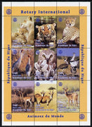 Niger Republic 1998 Animals of the World #1 perf sheetlet containing 9 x 180f values each with Rotary logo unmounted mint. Note this item is privately produced and is offered purely on its thematic appeal Scott #1003