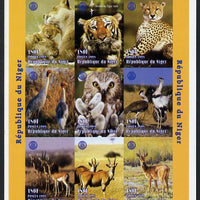 Niger Republic 1998 Animals of the World #1 imperf sheetlet containing 9 x 180f values each with Rotary logo unmounted mint. Note this item is privately produced and is offered purely on its thematic appeal as Scott #1003