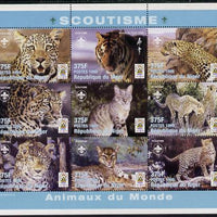 Niger Republic 1998 Animals of the World #3 (Big Cats) perf sheetlet containing 9 x 375f values each with Scouts logo unmounted mint. Note this item is privately produced and is offered purely on its thematic appeal Scott #1005