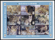 Niger Republic 1998 Animals of the World #3 (Big Cats) imperf sheetlet containing 9 x 375f values each with Scouts logo unmounted mint. Note this item is privately produced and is offered purely on its thematic appeal as Scott #1005