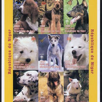 Niger Republic 1998 Animals of the World #4 (Dogs) imperf sheetlet containing 9 x 100f values each with Scouts logo unmounted mint. Note this item is privately produced and is offered purely on its thematic appeal as Scott #1009