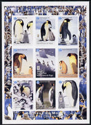 Niger Republic 1998 Animals of the World #5 (Penguins) imperf sheetlet containing 9 x 300f values each with Year of the Ocean logo unmounted mint. Note this item is privately produced and is offered purely on its thematic appeal as Scott #1010