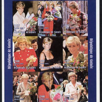 Guinea - Conakry 1998 Princess Diana #3 partially imperf sheetlet containing 9 values (various portraits) unmounted mint