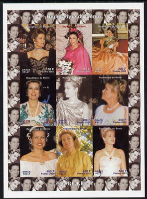 Benin 2002 Grace Kelly #2 imperf sheetlet containing 9 values unmounted mint. Note this item is privately produced and is offered purely on its thematic appeal