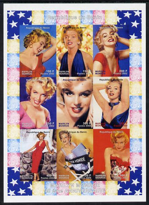 Benin 2002 Marilyn Monroe #2 imperf sheetlet containing set of 9 values unmounted mint. Note this item is privately produced and is offered purely on its thematic appeal